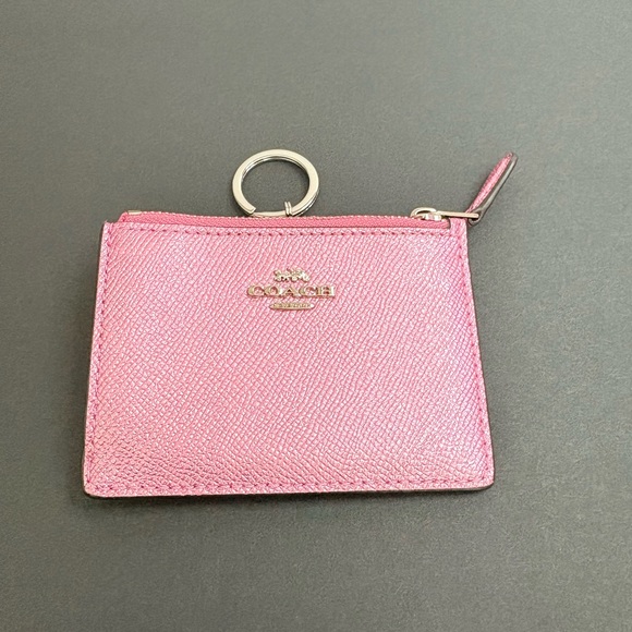 Coach Accessories - Coach Skinny ID  Case  Coin Case with Key Ring Metallic Pink NWOT
